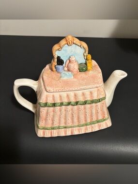 Vintage Ceramic Teapot Shaped Like a Miniature Dressing Table from 1980's